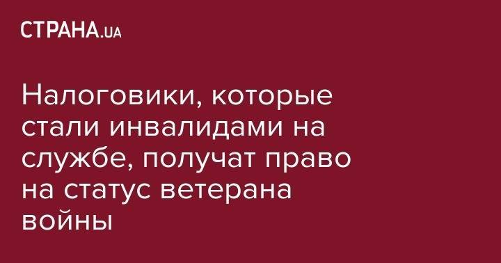 Налоговики, которые стали инвалидами на службе, получат право на статус ветерана войны - strana.ua - Кировоград