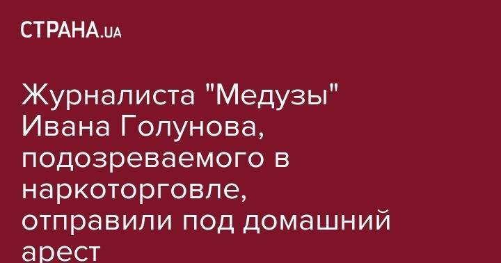Иван Голунов - Журналиста "Медузы" Ивана Голунова, подозреваемого в наркоторговле, отправили под домашний арест - strana.ua - Москва