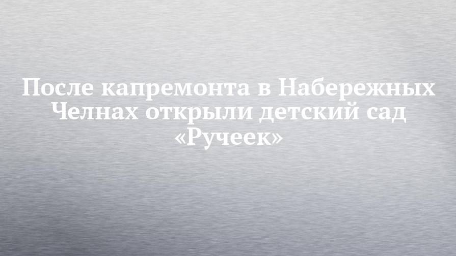 Наиль Магдеев - После капремонта в Набережных Челнах открыли детский сад «Ручеек» - chelny-izvest.ru - Россия - Набережные Челны
