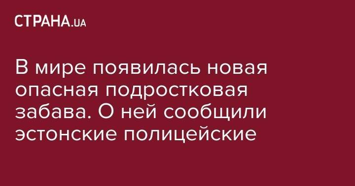 В мире появилась новая опасная подростковая забава. О ней сообщили эстонские полицейские - strana.ua - Киев - Эстония