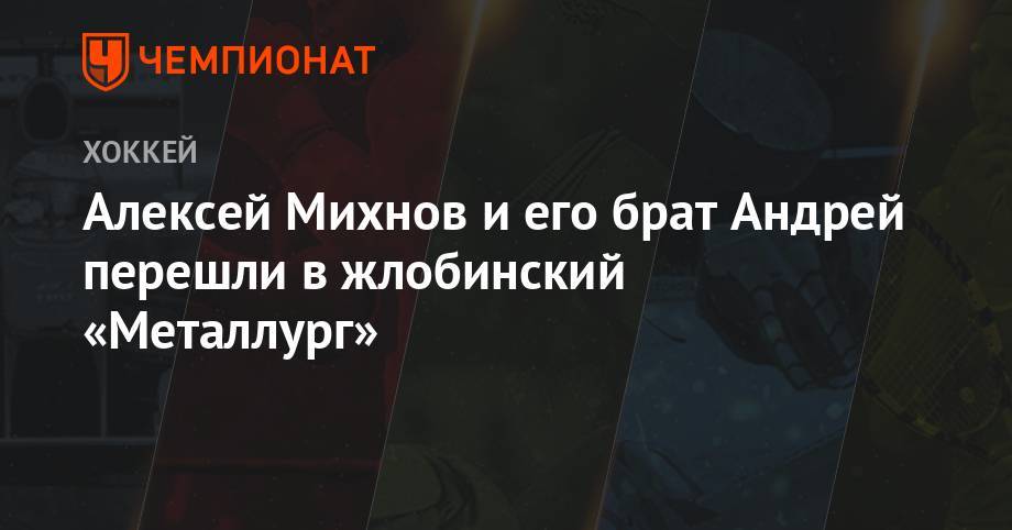 Алексей Михнов и его брат Андрей перешли в жлобинский «Металлург» - championat.com - Россия - Киев - Румыния - Череповец