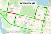 Администрация Твери опубликовала схему объезда из-за перекрытия движение на участке улицы Советской на время установки куполов Спасо-Преображенского собора - ТИА - tvernews.ru - Тверь