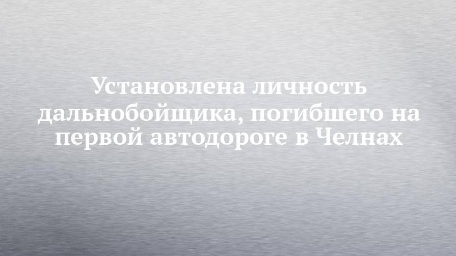Установлена личность дальнобойщика, погибшего на первой автодороге в Челнах - chelny-izvest.ru - респ. Татарстан - Набережные Челны - Омская обл.