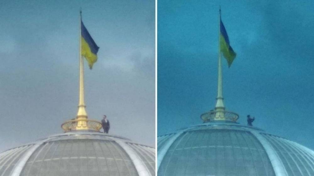 Владимир Зеленский - Ангела Меркель - Михаил Добкин - Дональд Туск - Забравшегося на купол Рады «Зеленского» обсуждают в Сети - riafan.ru - Украина - Киев - Турция - Германия - Одесса - Ужгород