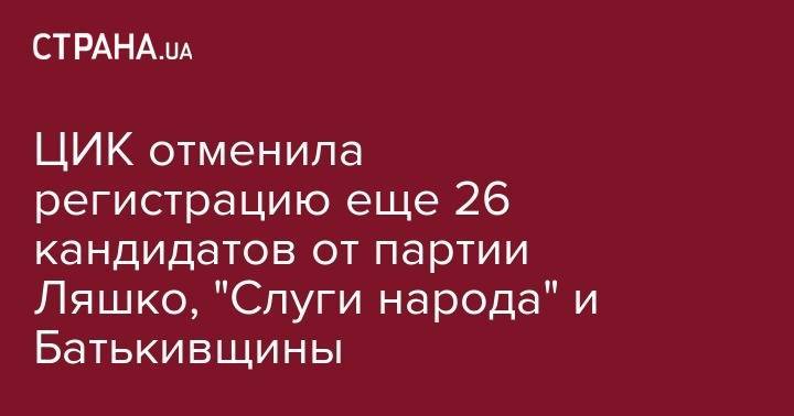 Олег Ляшко - Михаил Соколов - ЦИК отменила регистрацию еще 26 кандидатов от партии Ляшко, "Слуги народа" и Батькивщины - strana.ua - Украина