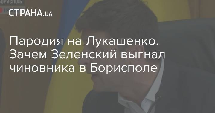 Владимир Зеленский - Пародия на Лукашенко. Зачем Зеленский выгнал чиновника в Борисполе - strana.ua - Зеленский - Киевская обл.