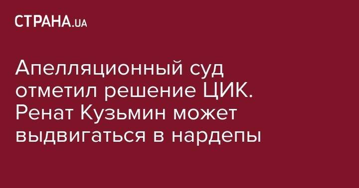 Ренат Кузьмин - Апелляционный суд отметил решение ЦИК. Ренат Кузьмин может выдвигаться в нардепы - strana.ua - Украина