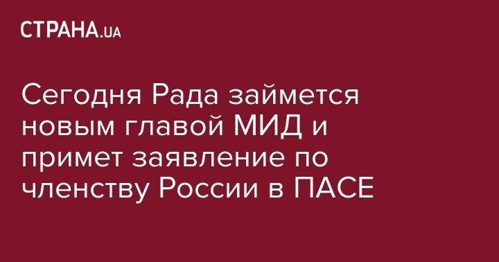 Екатерина Гандзюк - Павел Климкин - Андрей Парубий - Вадим Пристайко - Сегодня Рада займется новым главой МИД и примет заявление по членству России в ПАСЕ - strana.ua - Россия - Израиль