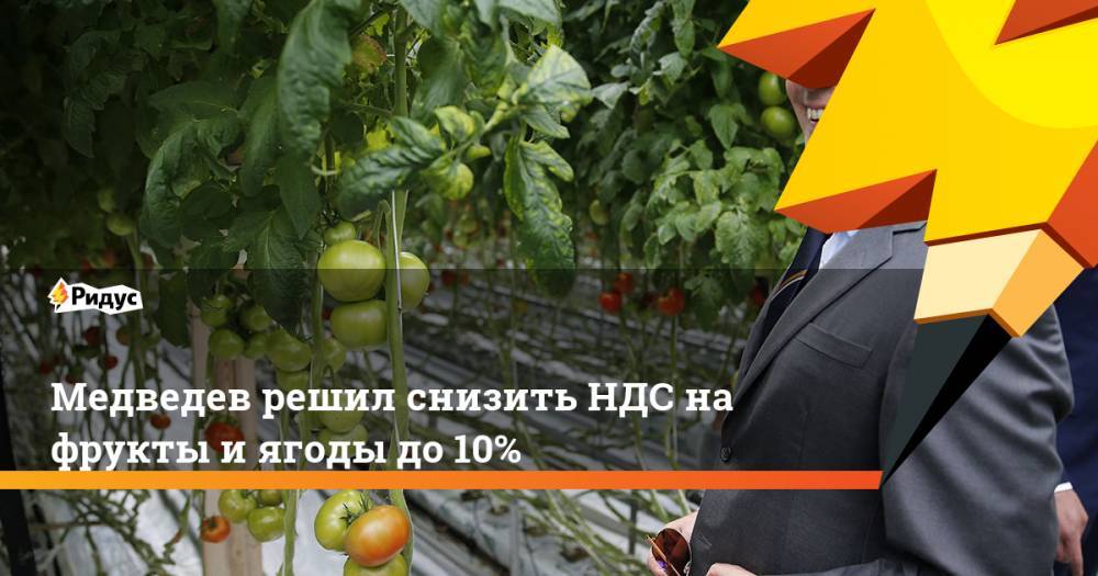 Дмитрий Медведев - Алексей Гордеев - Медведев решил снизить НДС на фрукты и ягоды до 10%. Ридус - ridus.ru - Россия - Молдавия - Сербия - Ставрополье