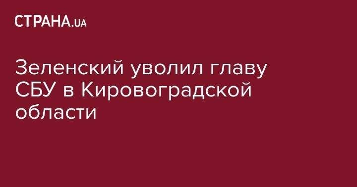 Владимир Зеленский - Никита Потураев - Зеленский уволил главу СБУ в Кировоградской области - strana.ua - Россия - Украина - Харьковская обл. - Кировоградская обл.