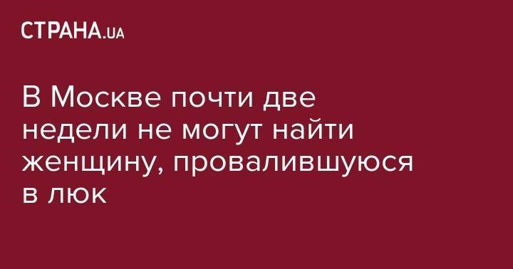 Юлия Иванова - В Москве почти две недели не могут найти женщину, провалившуюся в люк - strana.ua - Москва - Россия - Киевская обл.