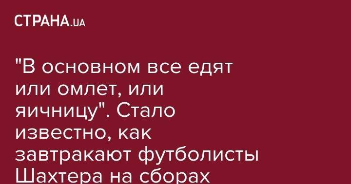 Сергей Кривцов - "В основном все едят или омлет, или яичницу". Стало известно, как завтракают футболисты Шахтера на сборах - strana.ua - Австрия - Россия - Украина - Кипр - Копенгаген - Donetsk