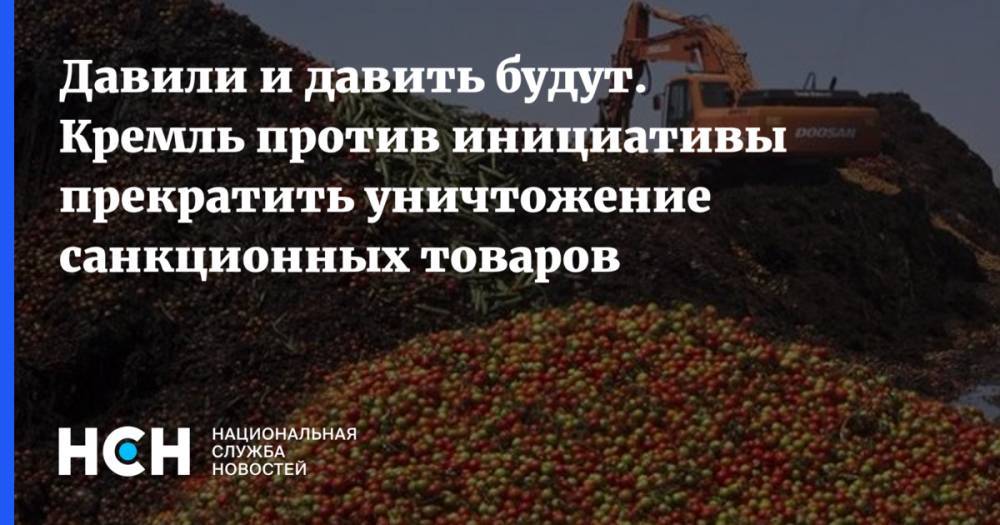 Дмитрий Песков - Алексей Гордеев - Тимофей Баженов - Давили и давить будут. Кремль против инициативы прекратить уничтожение санкционных товаров - nsn.fm - Норвегия - Россия - США - Австралия - Канада