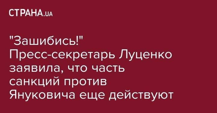 Виктор Янукович - Лариса Сарган - Александр Янукович - "Зашибись!" Пресс-секретарь Луценко заявила, что часть санкций против Януковича еще действуют - strana.ua - Украина