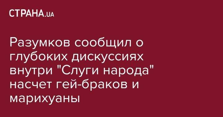Дмитрий Разумков - Святослав Вакарчук - Разумков сообщил о глубоких дискуссиях внутри "Слуги народа" насчет гей-браков и марихуаны - strana.ua