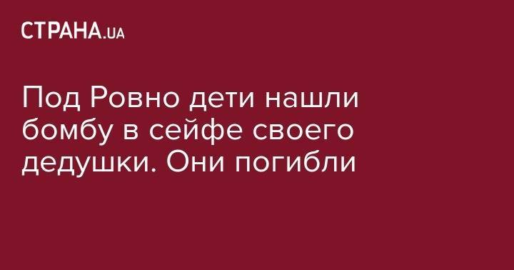 Под Ровно дети нашли бомбу в сейфе своего дедушки. Они погибли - strana.ua - Украина - Киев - Ровенская обл.