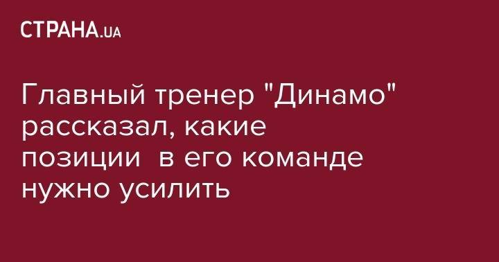 Александр Хацкевич - Главный тренер "Динамо" рассказал, какие позиции в его команде нужно усилить - strana.ua - Австрия - Киев - Лондон