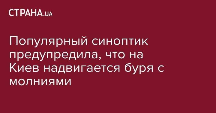 Наталья Диденко - Популярный синоптик предупредила, что на Киев надвигается буря с молниями - strana.ua - Украина - Киев