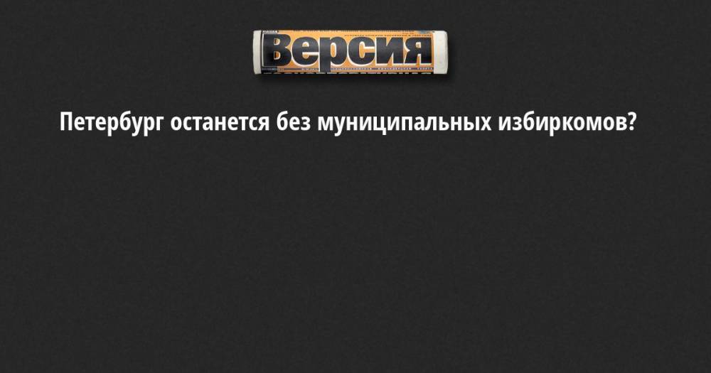 Виктор Миненко - Петербург останется без муниципальных избиркомов? - neva.versia.ru - Россия - Санкт-Петербург