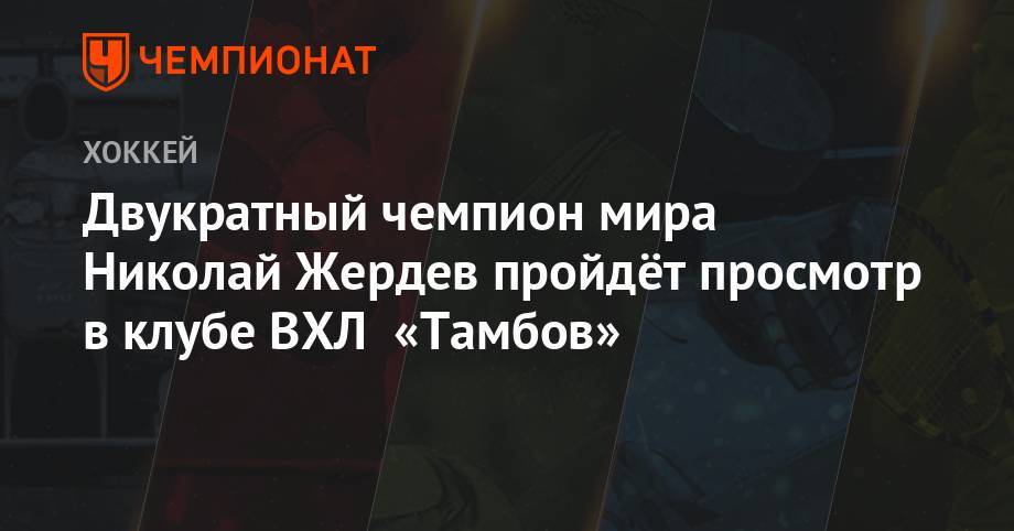 Двукратный чемпион мира Николай Жердев пройдёт просмотр в клубе ВХЛ «Тамбов» - championat.com - Рига - Тамбов