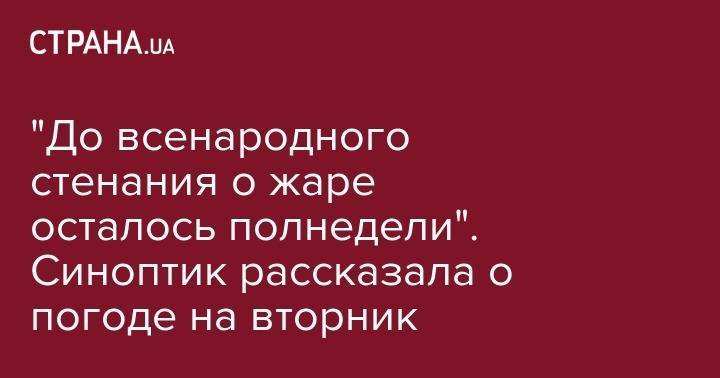 Наталья Диденко - "До всенародного стенания о жаре осталось полнедели". Синоптик рассказала о погоде на вторник - strana.ua - Украина - Киев