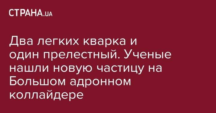 Два легких кварка и один прелестный. Ученые нашли новую частицу на Большом адронном коллайдере - strana.ua - Москва - Россия - Новосибирск