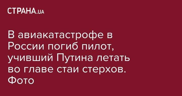Владимир Путин - Елена Марковская - Игорь Никитин - В авиакатастрофе в России погиб пилот, учивший Путина летать во главе стаи стерхов. Фото - strana.ua - Россия - Московская обл. - район Солнечногорский