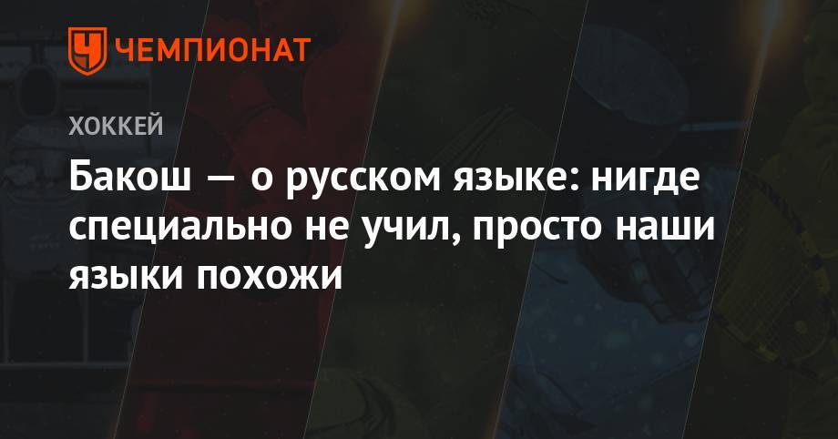 Бакош — о русском языке: нигде специально не учил, просто наши языки похожи - championat.com - Сочи - Владивосток - Словакия
