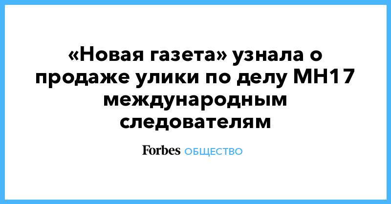 «Новая газета» узнала о продаже улики по делу MH17 международным следователям - forbes.ru - ДНР - Малайзия