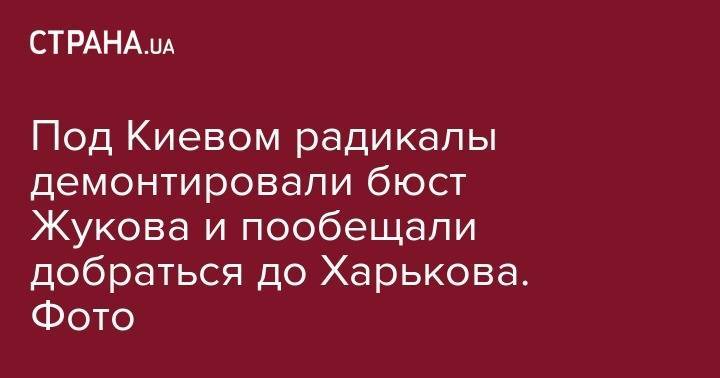 Георгий Жуков - Под Киевом радикалы демонтировали бюст Жукова и пообещали добраться до Харькова. Фото - strana.ua - Киевская обл.