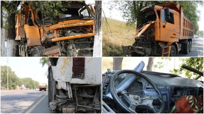 Погиб водитель: грузовик протаранил автобус на трассе Алматы-Бишкек (фото, видео) - nur.kz - Алма-Ата - Бишкек - Алматинская обл.
