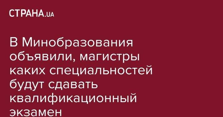 Лилия Гриневич - В Минобразования объявили, магистры каких специальностей будут сдавать квалификационный экзамен - strana.ua - Украина