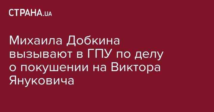 Виктор Янукович - Михаил Добкин - Михаила Добкина вызывают в ГПУ по делу о покушении на Виктора Януковича - strana.ua - Украина - Киев
