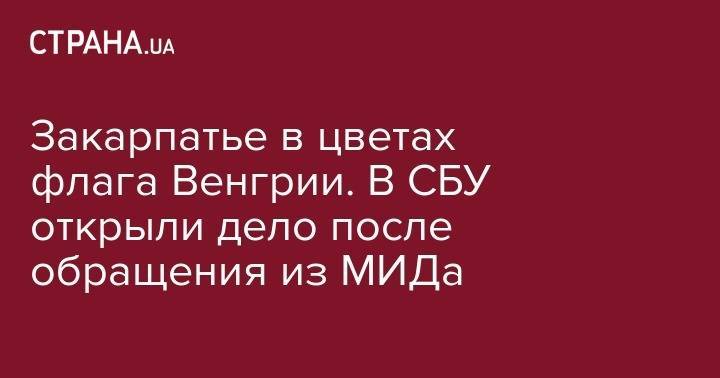 Закарпатье в цветах флага Венгрии. В СБУ открыли дело после обращения из МИДа - strana.ua - Украина - Киев - Венгрия - Будапешт - Закарпатская обл.