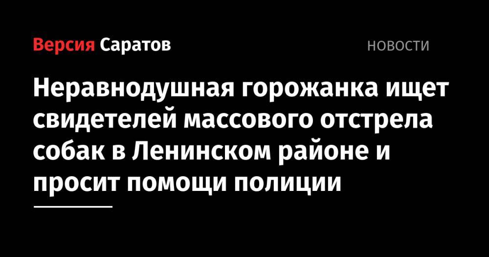 Неравнодушная горожанка ищет свидетелей массового отстрела собак в Ленинском районе и просит помощи полиции - nversia.ru - Саратов