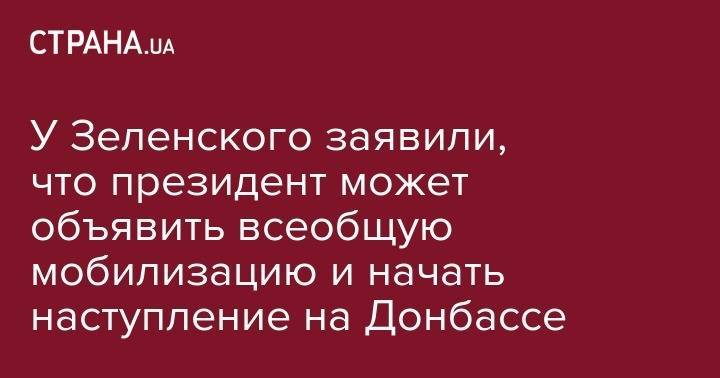Владимир Зеленский - Никита Потураев - У Зеленского заявили, что президент может объявить всеобщую мобилизацию и начать наступление на Донбассе - strana.ua - Россия
