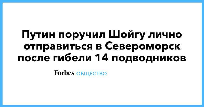 Сергей Шойгу - Владимир Путин - Путин поручил Шойгу лично отправиться в Североморск после гибели 14 подводников - forbes.ru - Россия - Североморск