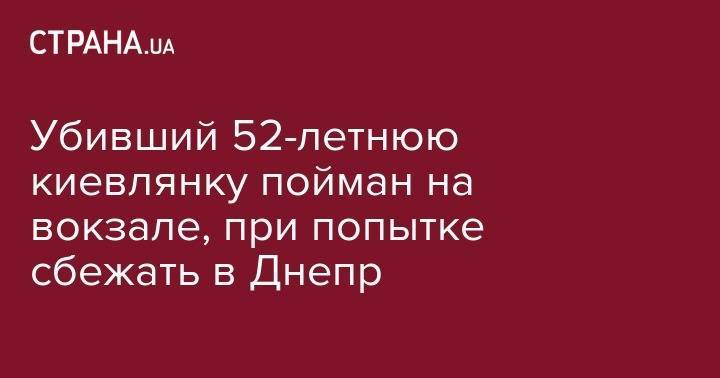 Убивший 52-летнюю киевлянку пойман на вокзале, при попытке сбежать в Днепр - strana.ua - Украина - Киев - Днепр - Днепропетровская обл.
