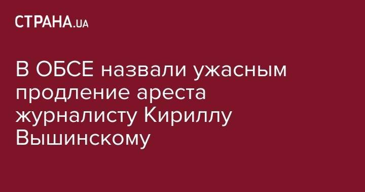 Кирилл Вышинский - В ОБСЕ назвали ужасным продление ареста журналисту Кириллу Вышинскому - strana.ua - Украина - Киев