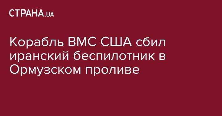 Дональд Трамп - Корабль ВМС США сбил иранский беспилотник в Ормузском проливе - strana.ua - США - Иран - Тегеран