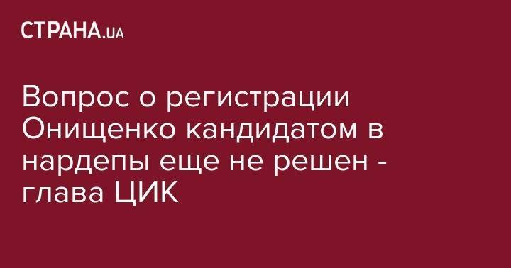 Татьяна Слипачук - Александр Онищенко - Вопрос о регистрации Онищенко кандидатом в нардепы еще не решен - глава ЦИК - strana.ua - Украина - Киев - Washington