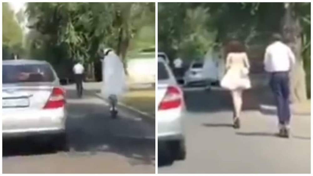 Необычный свадебный кортеж сняли на видео в Алматы - nur.kz - Алма-Ата