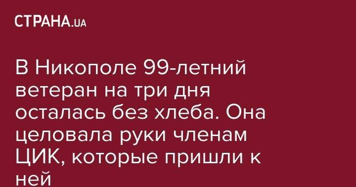 В Никополе 99-летний ветеран на три дня осталась без хлеба. Она целовала руки членам ЦИК, которые пришли к ней - strana.ua - Украина - Никополь
