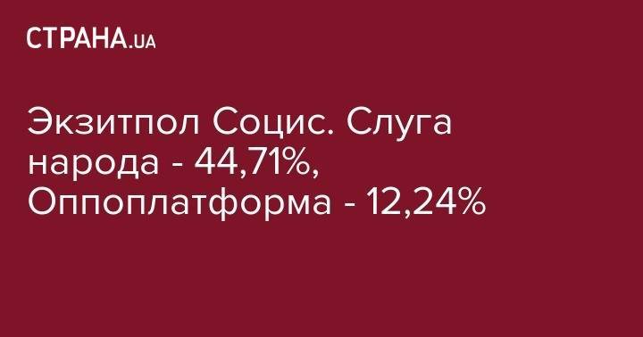 Владимир Зеленский - Петр Порошенко - Владимир Гройсман - Юлия Тимошенко - Экзитпол Социс. Слуга народа - 44,71%, Оппоплатформа - 12,24% - strana.ua - Украина - Крым