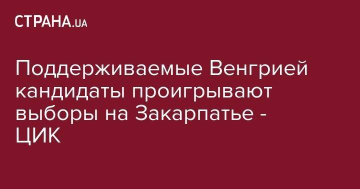 Виктор Орбан - Поддерживаемые Венгрией кандидаты проигрывают выборы на Закарпатье - ЦИК - strana.ua - Украина - Киев - Венгрия - Будапешт