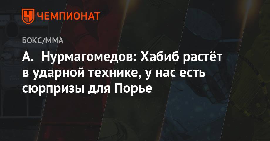 Хабиб Нурмагомедов - Дастин Порье - Хавьер Мендес - А. Нурмагомедов: Хабиб растёт в ударной технике, у нас есть сюрпризы для Порье - championat.com - Россия - США