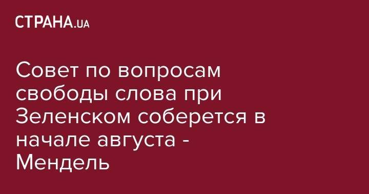 Владимир Зеленский - Юлия Мендель - Совет по вопросам свободы слова при Зеленском соберется в начале августа - Мендель - strana.ua - Украина