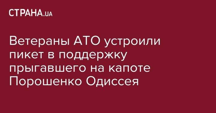 Петр Порошенко - Ветераны АТО устроили пикет в поддержку прыгавшего на капоте Порошеннко Одиссея - strana.ua - Киев