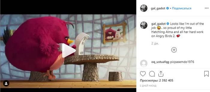 Николь Кидман - Гал Гадот - Кит Урбан - Дочь Галь Гадот озвучила персонажа фильма Angry Birds 2 - stmegi.com - Израиль