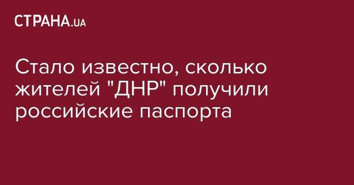 Владимир Зеленский - Владимир Путин - Стало известно, сколько жителей "ДНР" получили российские паспорта - strana.ua - Россия - Украина - ДНР - ЛНР